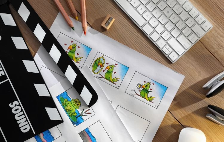 Storyboarding process for animated scenes